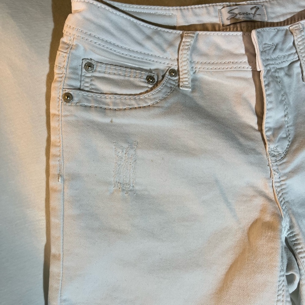 Seven7 White Distressed Denim Shorts - Picture 2 of 8
